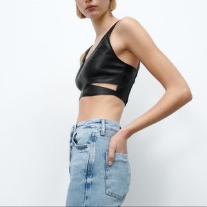 Zara faux leather cutout crop top